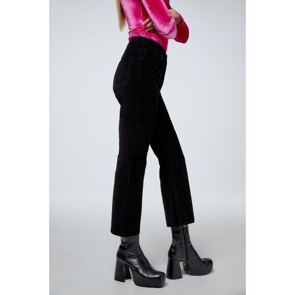 Black Zara Corduroy Cropped Flare Leg Pants (NWT) - Picture 3 of 8